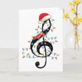 五線譜のクリスマスイルミネーションが好きなクリスマス愛好家 カード (黄色い花)