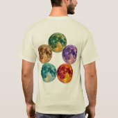 五色の幻想的な月 - サプライズビンテージ天文学アート Tシャツ (裏面)