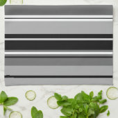 五色ストライプの混合白黒格子 キッチンタオル (折り畳み)