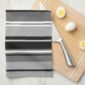 五色ストライプの混合白黒格子 キッチンタオル (四つ折り)