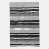 五色ストライプの混合白黒格子 キッチンタオル (縦)