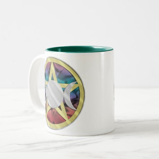 五芒星の星形五角形の三倍の女神のコップのマグ ツートーンマグカップ (正面左)