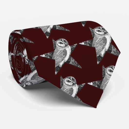 五芒星の星形五角形のWiccaの異教徒のフクロウ ネクタイ (ロール)