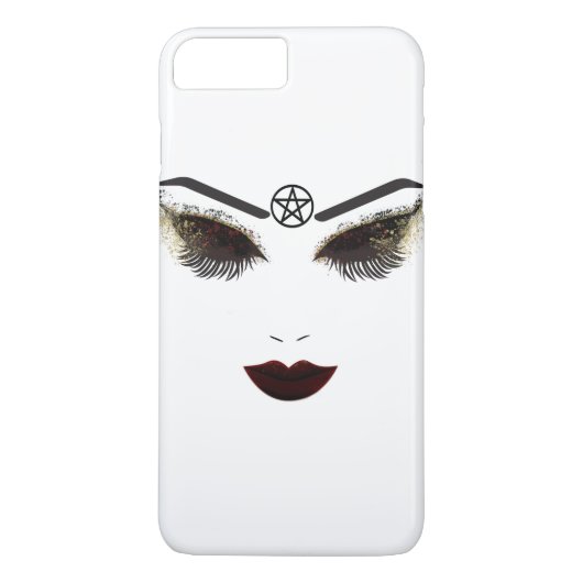 五芒星の美しさの顔のまつげと濃い唇のメイク Case-Mate iPhoneケース (裏面)