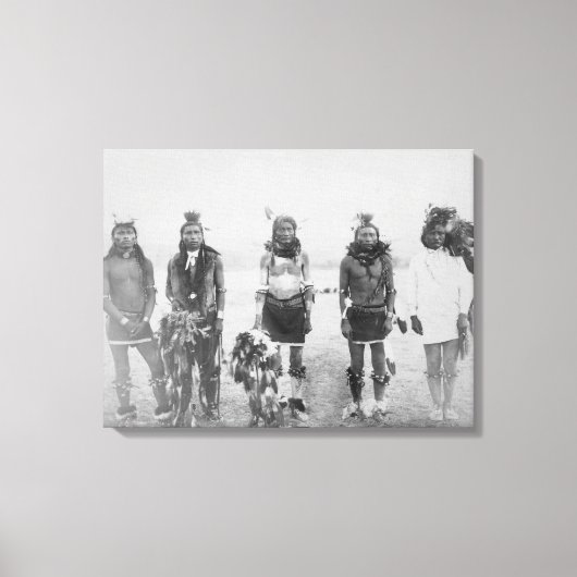 五草踊りインディアン戦士の写真 キャンバスプリント (正面)