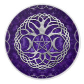 五角形と生命の木を持つ三重女神 セラミックノブ (正面)