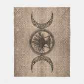 五角形と生命の木を持つ三重月 フリースブランケット (正面)