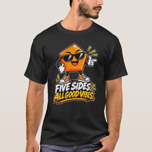 五角形 - 五辺はグッドバイブス Tシャツ (正面)