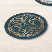 五連座のトリプルムーン女神 ラウンドペーパーコースター (アングル)