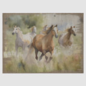 五頭の野生馬が離れて飛行する 薄葉紙 (正面)