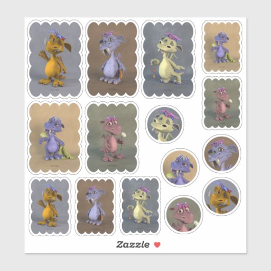 五頭の龍 シール (シート)