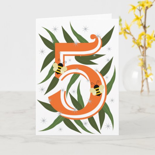 五 カード (黄色い花)