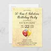 五〇ファブ素晴らしラス誕生日 インビテーションポストカード (正面/裏面)