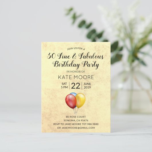 五〇ファブ素晴らしラス誕生日 インビテーションポストカード (スタンド正面)