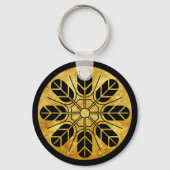 井上日本氏家門門フェイク金ゴールドブラック キーホルダー (正面)