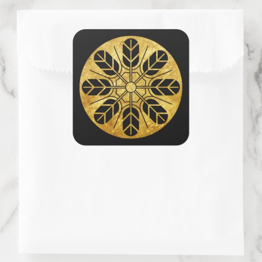 井上氏の家紋は黒フェイク金ゴールド スクエアシール (バッグ)