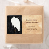 井出岳水ホワイトヘロン雨浮世絵 ラベル (インサイチュ)