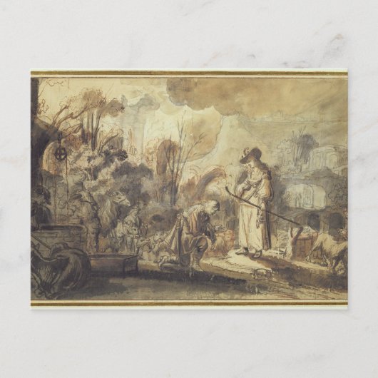 井戸のEliezerそしてレベッカ ポストカード (正面)