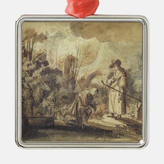 井戸のEliezerそしてレベッカ メタルオーナメント (正面)