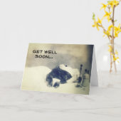 井戸をすぐに得て下さい(病気猫) カード (黄色い花)