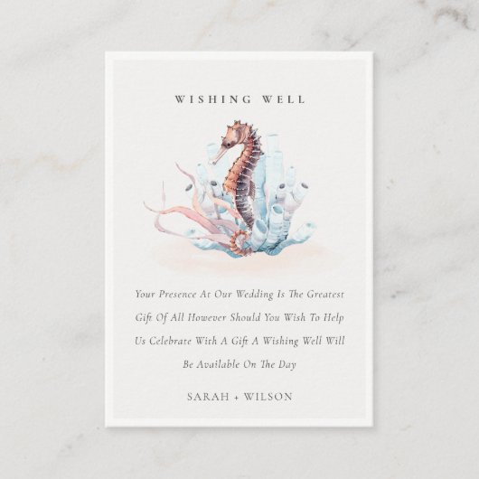 井戸を願う水中の乗馬の結婚サンゴ エンクロージャーカード (正面)