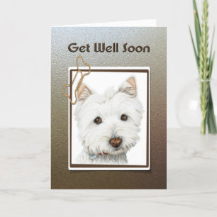 井戸を、かわいいwestie犬の挨拶状すぐに得て下さい カード
