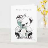 井戸を、テディー・ベアの挨拶状すぐに得て下さい カード (黄色い花)