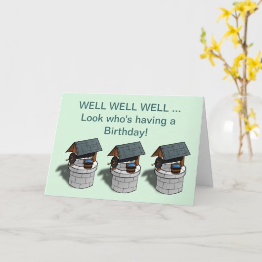 井戸3つの井戸を持つハッピーバースデー カード (黄色い花)