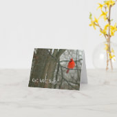 "井戸" /BRIGHTにツリーブランチの赤い(鳥)ショウジョウコウカンチョウをすぐに得て下さい カード (黄色い花)