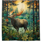 亜寒帯林のムース シャワーカーテン (正面)