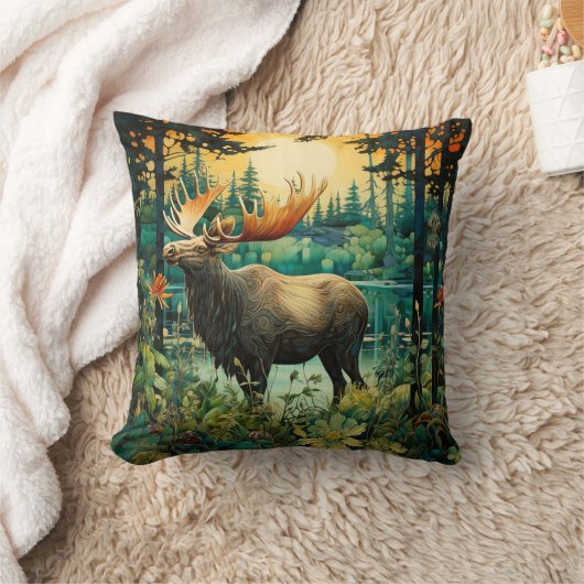 亜寒帯林の中を歩く クッション (ブランケット)