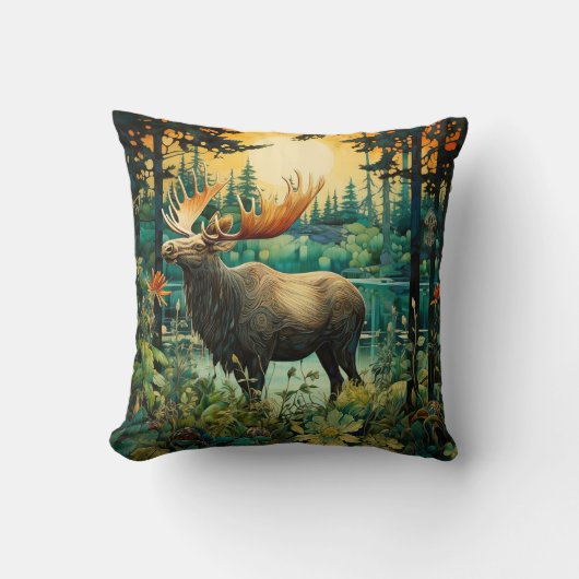 亜寒帯林の中を歩く クッション (正面)