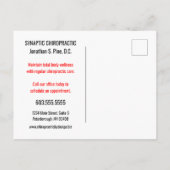 亜脱臼カイロプラクティックの呼び戻し/再活性化 ポストカード (裏面)