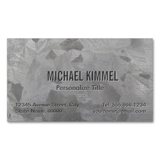 亜鉛めっきメタルの外観 マグネット名刺 (正面)