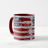 亜鉛メッキ金属のような外観と国旗のマグカップ マグカップ (正面左)