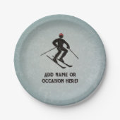 亜鉛メッキ鋼鉄の上のスキー男の外観の男性パーティー ペーパープレート (正面)