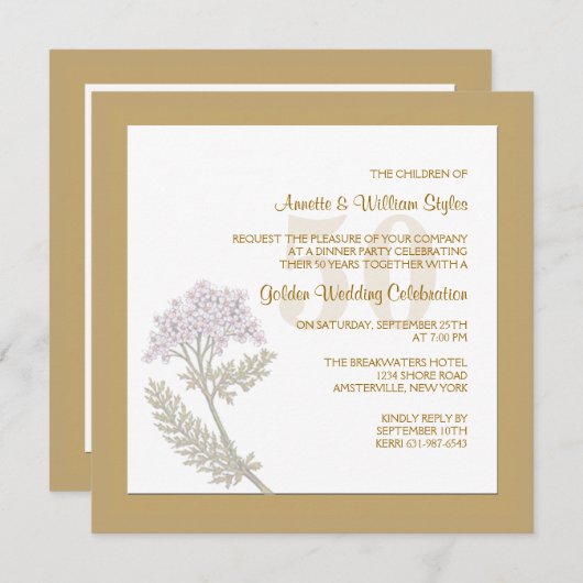 亜麻色のスクエア招待状 招待状 (正面/裏面)