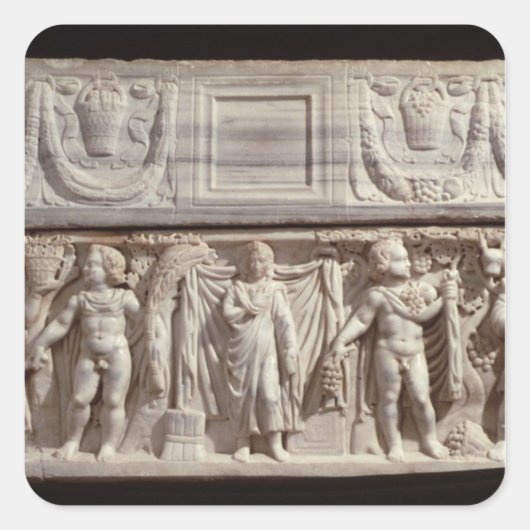 亡くなった人を描いた石棺 スクエアシール (正面)