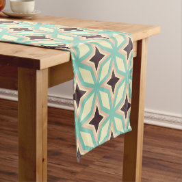 交互に配置された濃い星型の幾何学模様 ショートテーブルランナー