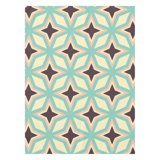 交互に配置された濃い星型の幾何学模様 テーブルクロス (正面)