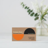 交互のアクセント – オレンジ+黒+段ボール 名刺 (スタンド正面)