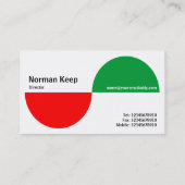 交互のアクセント – 赤と緑 名刺 (裏面)