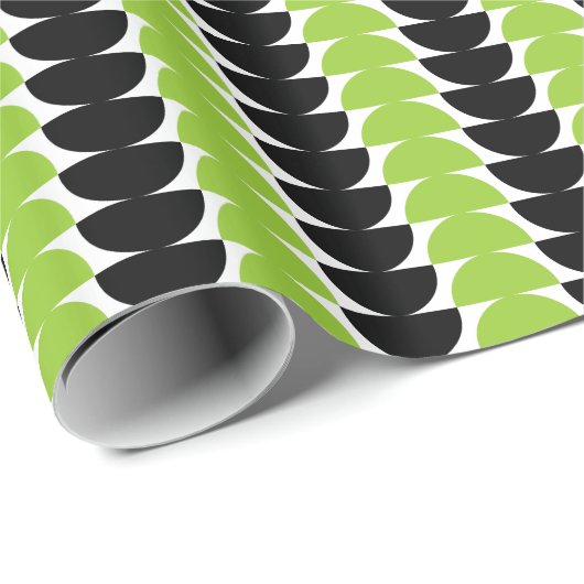 交互のクレセント04 – 火星緑と黒 ラッピングペーパー (ロールコーナー)