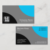 交互カーブ – 黒、グレー、およびスカイブルー 名刺 (正面/裏面)