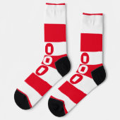 交互スクエアHO HO RED ストライプの ソックス (左)