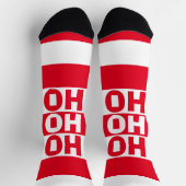交互スクエアHO HO RED ストライプの ソックス (上部)