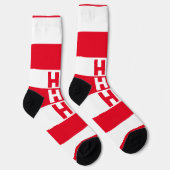 交互スクエアHO HO RED ストライプの ソックス (右)
