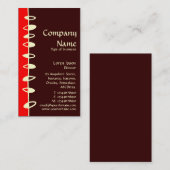交互葉の – 赤、濃い茶色、クリーム 名刺 (正面/裏面)