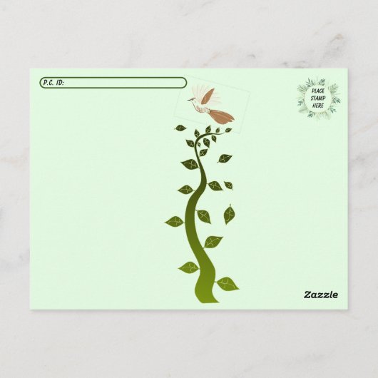 交叉後橙冠の付いたウグイス ポストカード (裏面)