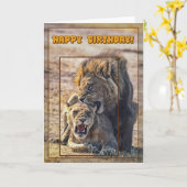 交尾ライオン カード (黄色い花)